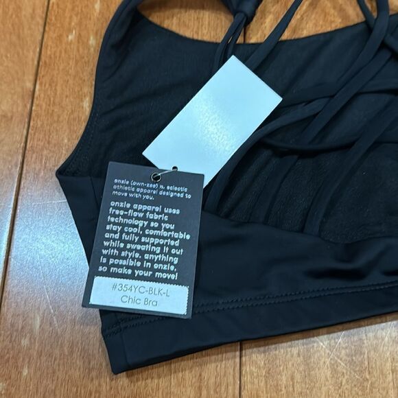 NWT Onzie chic black yago workout sports bra size L - Picture 6 of 9